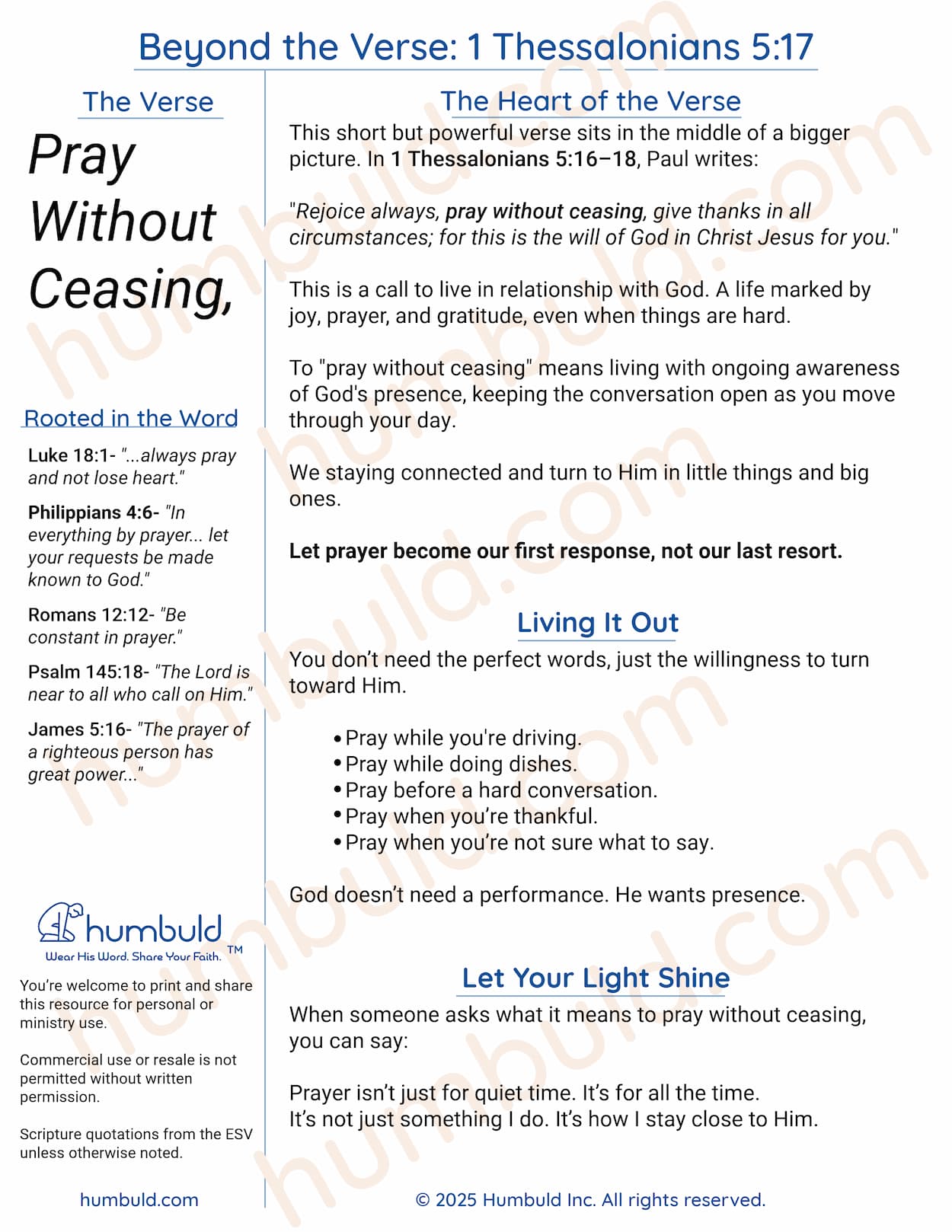 Free 1 Thessalonians 5:17 Beyond the Verse PDF