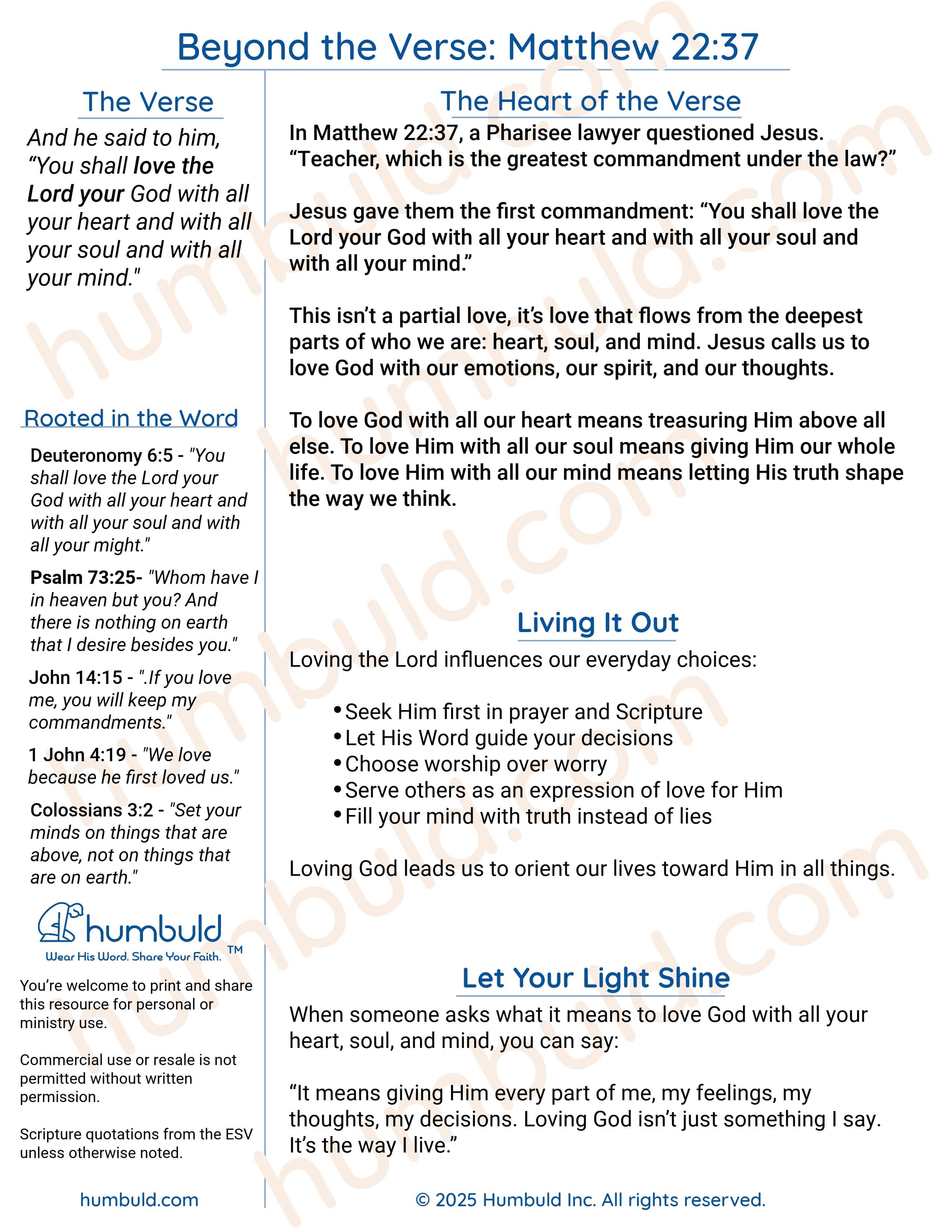 Free Matthew 22:37 Beyond the Verse PDF