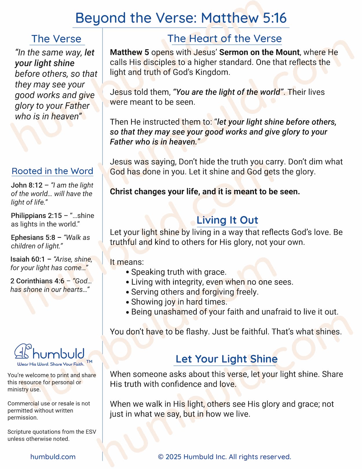 Christian PDF featuring the phrase “Beyond the Verse” in bold serif lettering above “Matthew 5:16” in script. Centered design on a wool-white background. A visual call to live out the verse “let your light shine before others” with humble boldness. Clean, modern, and faith-forward; designed to inspire daily devotion and Gospel reflection.