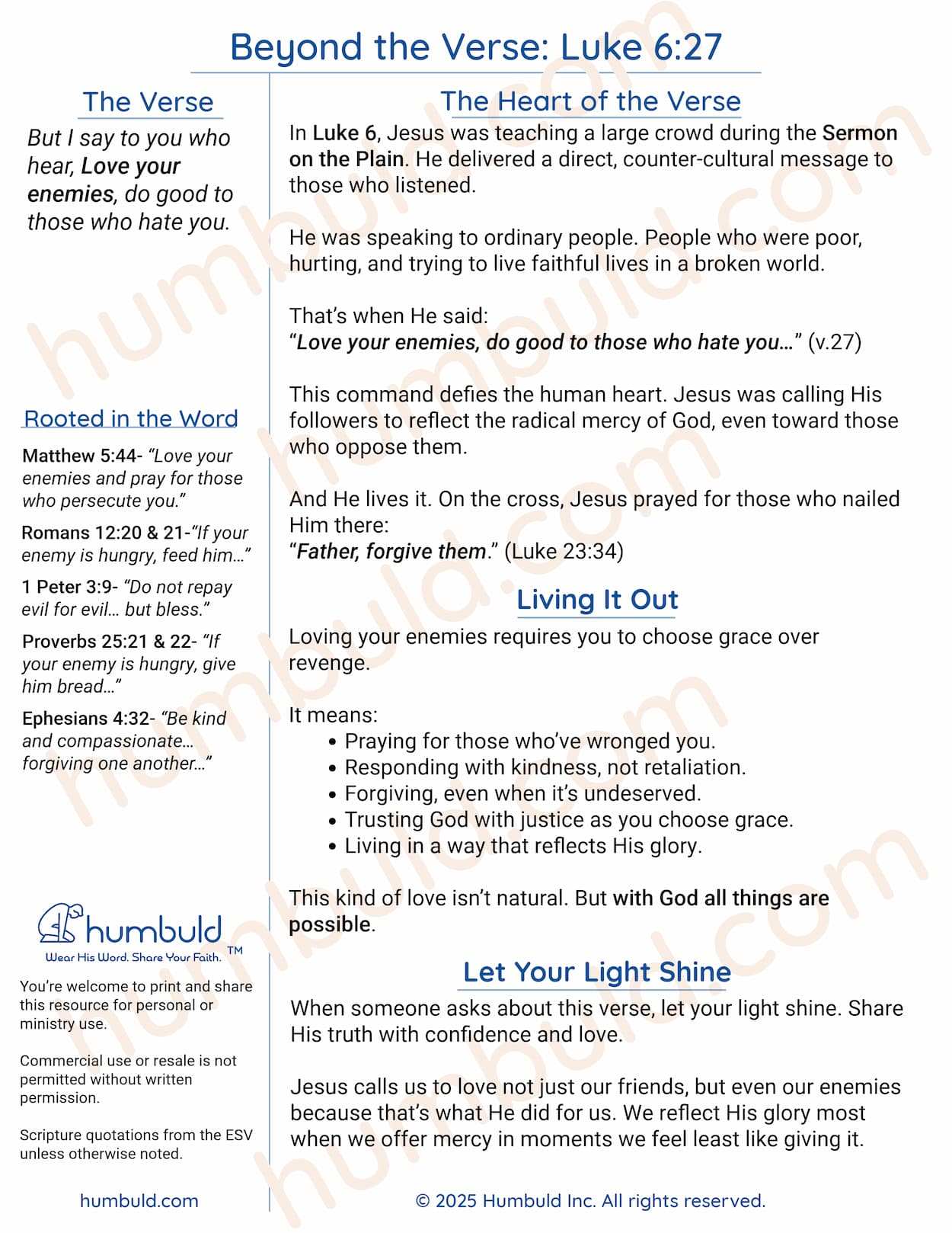 Free Luke 6:27 Beyond the Verse PDF